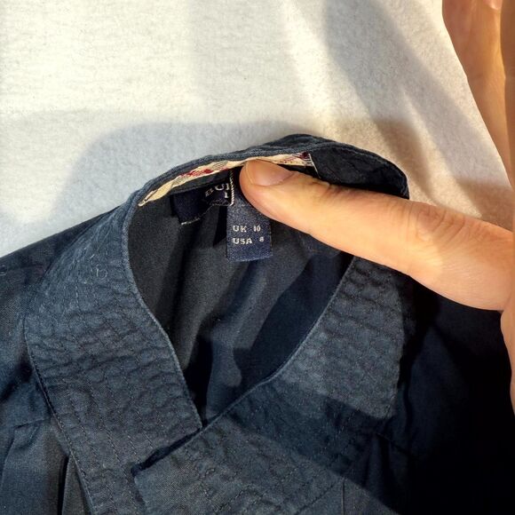 Burberry London Women's Dark Blue Button Up Shirt Made In‎ Italy Size 8 - Picture 7 of 13